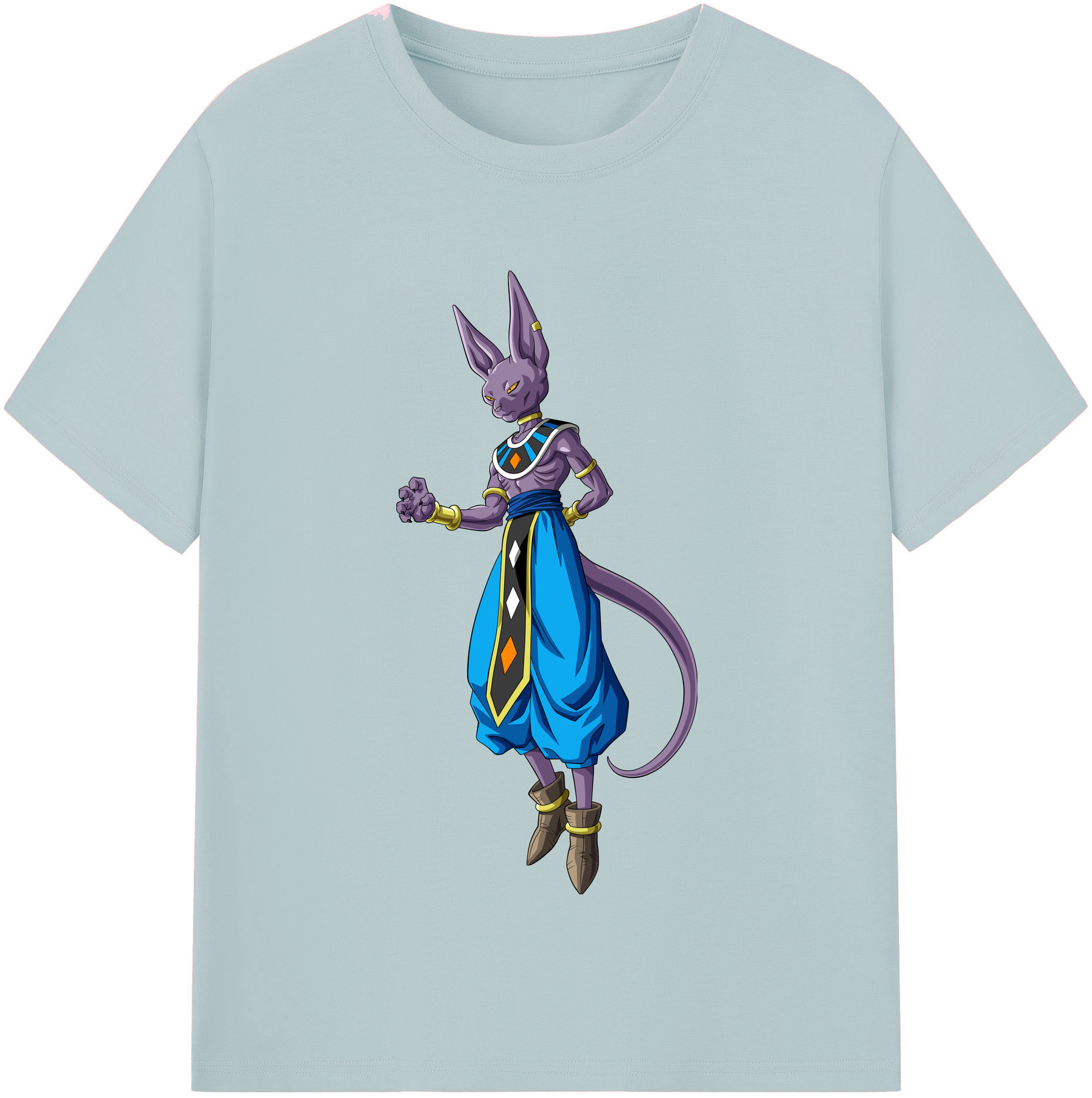 （画像用） ドラゴンボール ビルス 破壊神ビルス DRAGON BALL Beerus Birusu 綿100％半袖Tシャツ（フロントプリント）